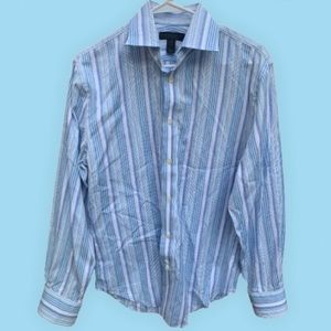 Express S (14-14 1/2) blue purple white striped button down shirt